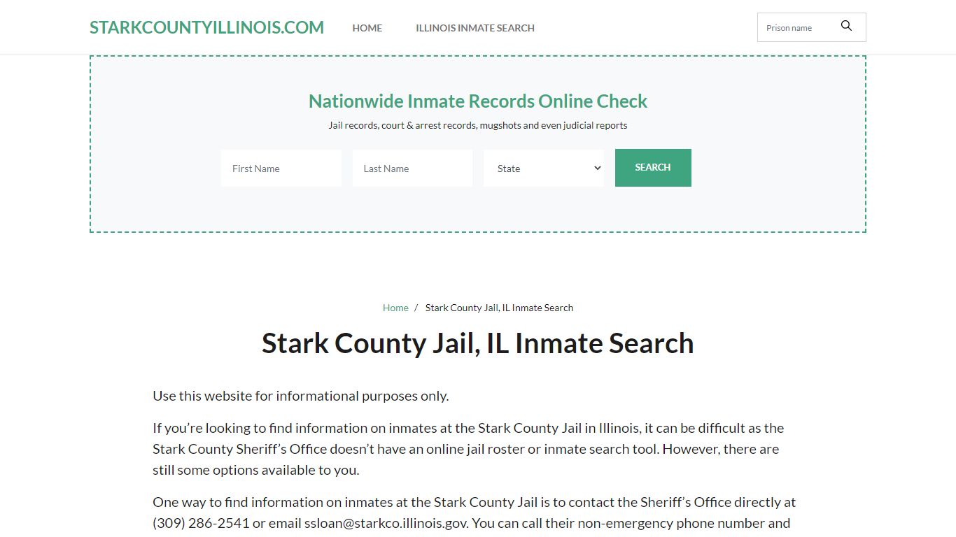 Stark County Jail, IL Inmate Search, Sheriff’s Office